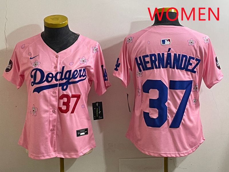 Women Los Angeles Dodgers #37 Hernandz Pink Sakura Edition 2025 Nike MLB Jersey style 35